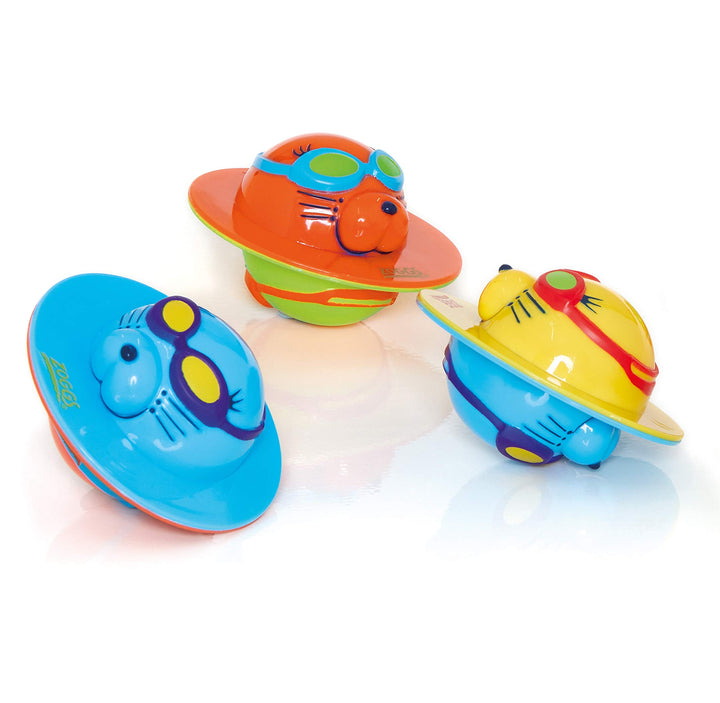Zoggs Unisex Baby Seal Flips Pool-Spielzeug und Wasserspielzeug, Mehrfarbig, 4+ Months Pack of 3, Pa