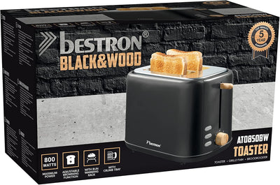 Bestron Toaster für 2 Toastscheiben, inkl. Brötchenaufsatz, 7 Bräunungsstufen & Krümelschublade, 800