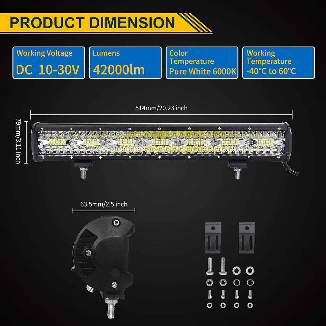 SKYWORLD LED Arbeitsscheinwerfer Bar 20 Zoll 420W weiss LED Scheinwerfer Arbeitslicht Zusatzscheinwe