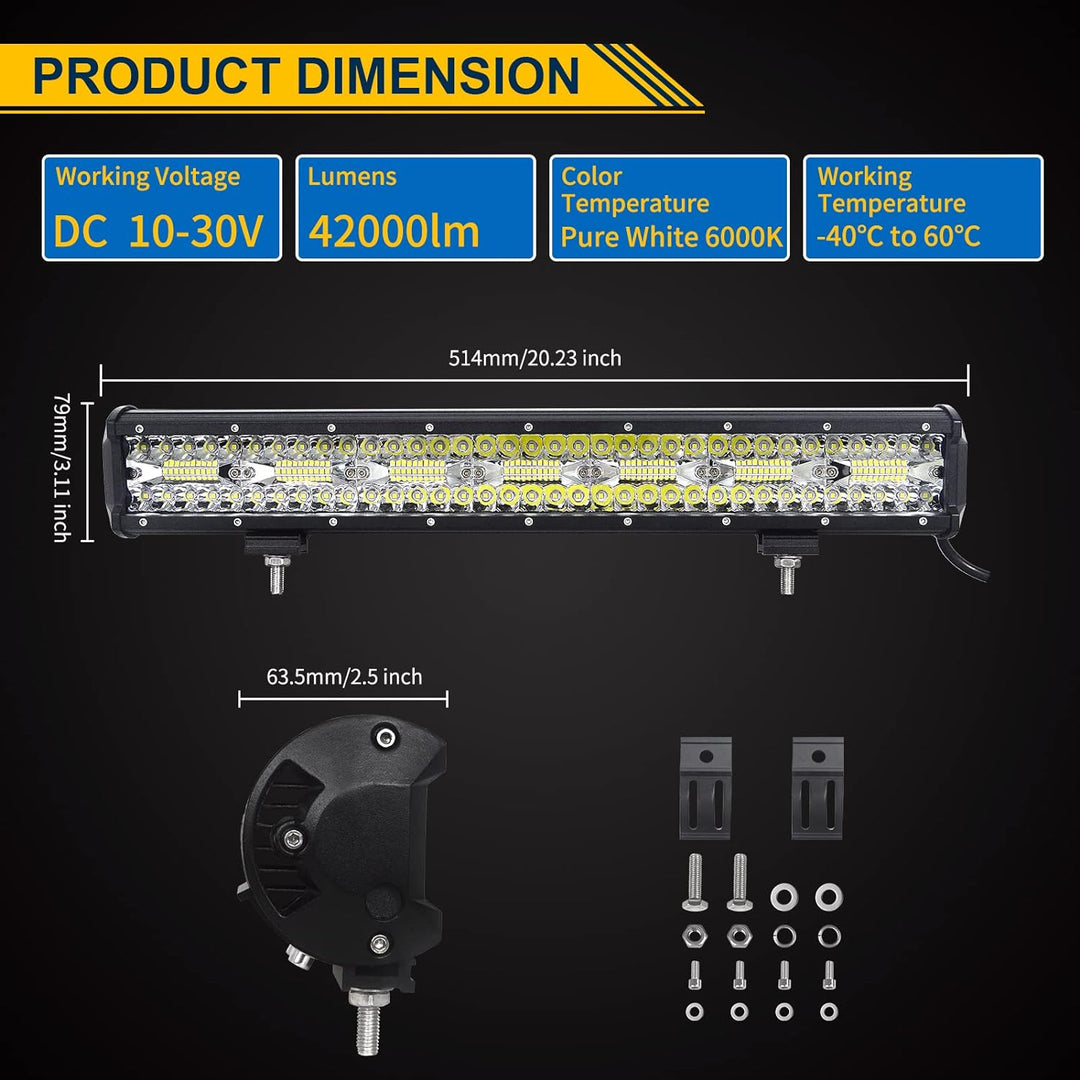SKYWORLD LED Arbeitsscheinwerfer Bar 20 Zoll 420W weiss LED Scheinwerfer Arbeitslicht Zusatzscheinwe