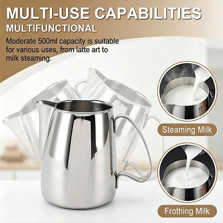 Milchaufschäumkrug, tropffreier Ausguss aus Edelstahl 304, Kaffee-Milchaufschäumbecher, Milchdampfkr