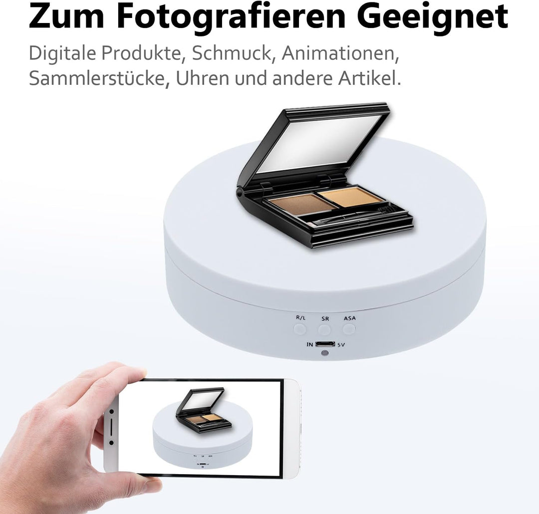 Mcbazel 360-Grad-Drehständer für Fotografie 360°, Elektrisch Drehbarer Drehteller 3KG, Motorisierter