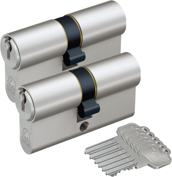 BASI | 2er SET V50 Profil-Doppelzylinder 30/55 mm | Gleichschliessend | Profilzylinder | Türzylinder