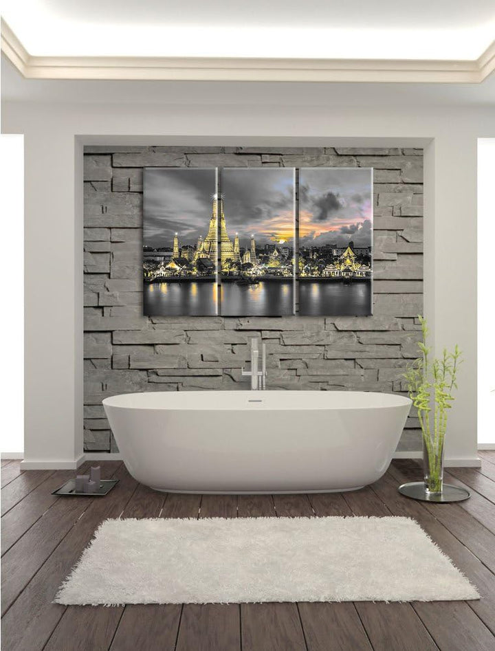 Pixxprint Tempel Bangkok Thailand als Leinwandbild/Grösse: 3 Teilig (120x80) cm/Wandbild/Kunstdruck/