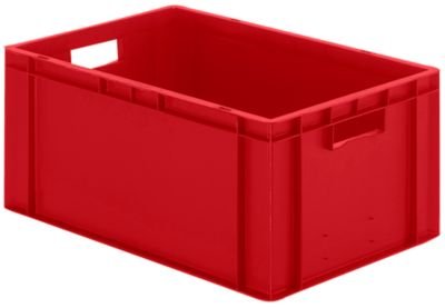 Euro-Format-Stapelbehälter, Wände und Boden geschlossen - LxBxH 600 x 400 x 266 mm - rot, VE 5 Stk -