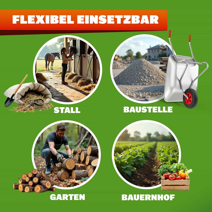 GARDEBRUK® Schubkarre Scheibtruhe Bauschubkarre 80L verzinkt leicht 80kg Belastbarkeit Gummigriffe G