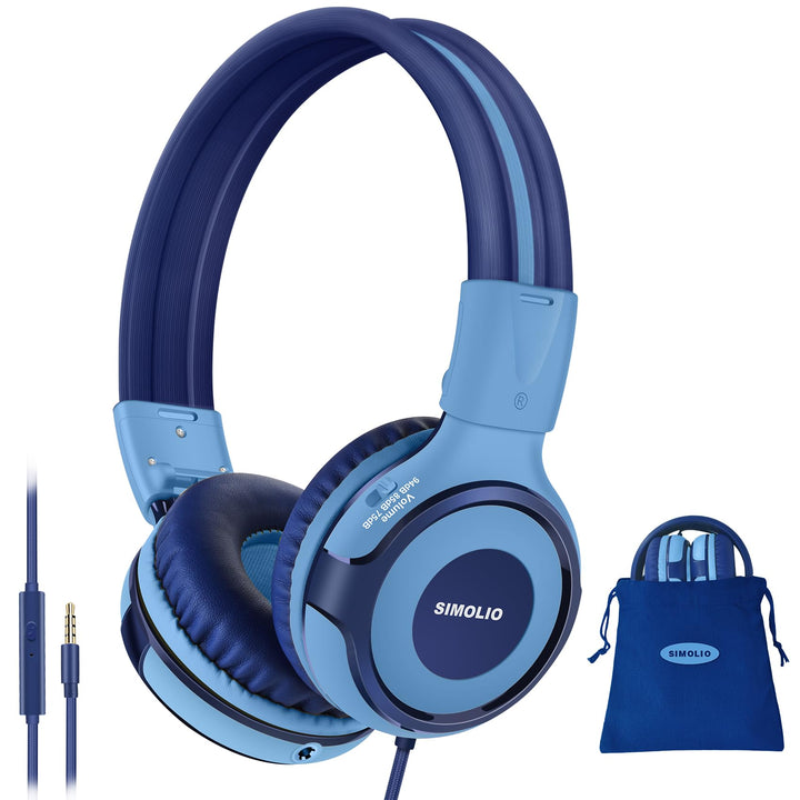 SIMOLIO Kopfhörer für Kinder im Schulalter, kabelgebundene Headsets mit Mikrofon, Lautstärkeregler,