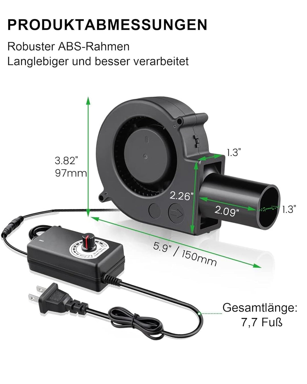 Regelbar Radiallüfter 12V mit Luftauslass: Doppelte Kugellager Turbinengebläse 220V Gebläse Lüfter m