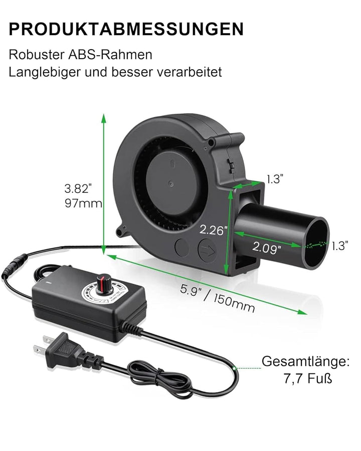Regelbar Radiallüfter 12V mit Luftauslass: Doppelte Kugellager Turbinengebläse 220V Gebläse Lüfter m