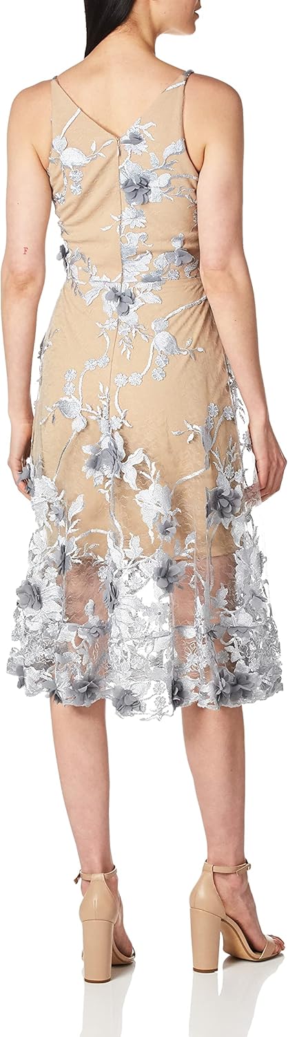 Dress the Population Damen Kleid S Mineral Blue/Nude, S Mineral Blue/Nude