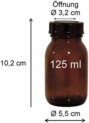 mikken - braunes Apothekerglas Set inkl. Schraubverschluss & Etiketten Made in Germany, 8x 125ml, Si