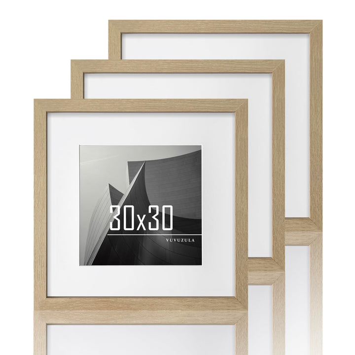 VUVUZULA Bilderrahmen 30x30cm Holz Quadratisch Fotorahmen Holzrahmen MDF Rahmen mit Passepartout 20x