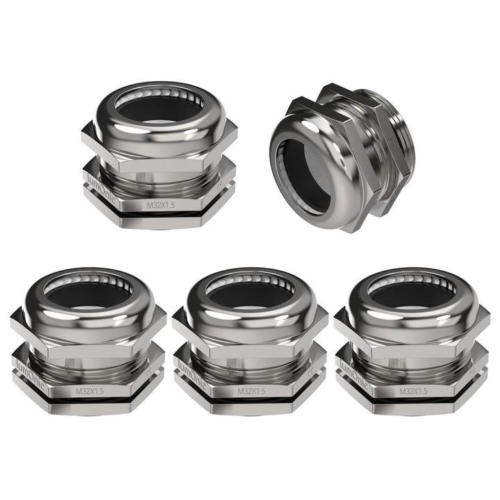 Lumonic 5er Set Kabelverschraubung Metall M32 | Klemmbereich 15-22mm | IP68 | mit Gegenmutter | Mess