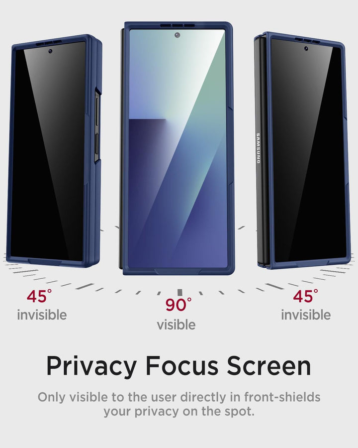 Miimall Kompatibel mit Samsung Galaxy Z Fold 7 Hülle mit S-Pen & Stifthalter, [Anti-SPY Displayschut