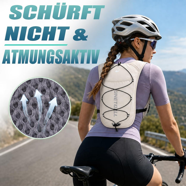 Laufweste Damen mit 500ml Trinkflasche/2L Trinkblase, Leichter Trinkrucksack Laufen Herren 6L, Runin