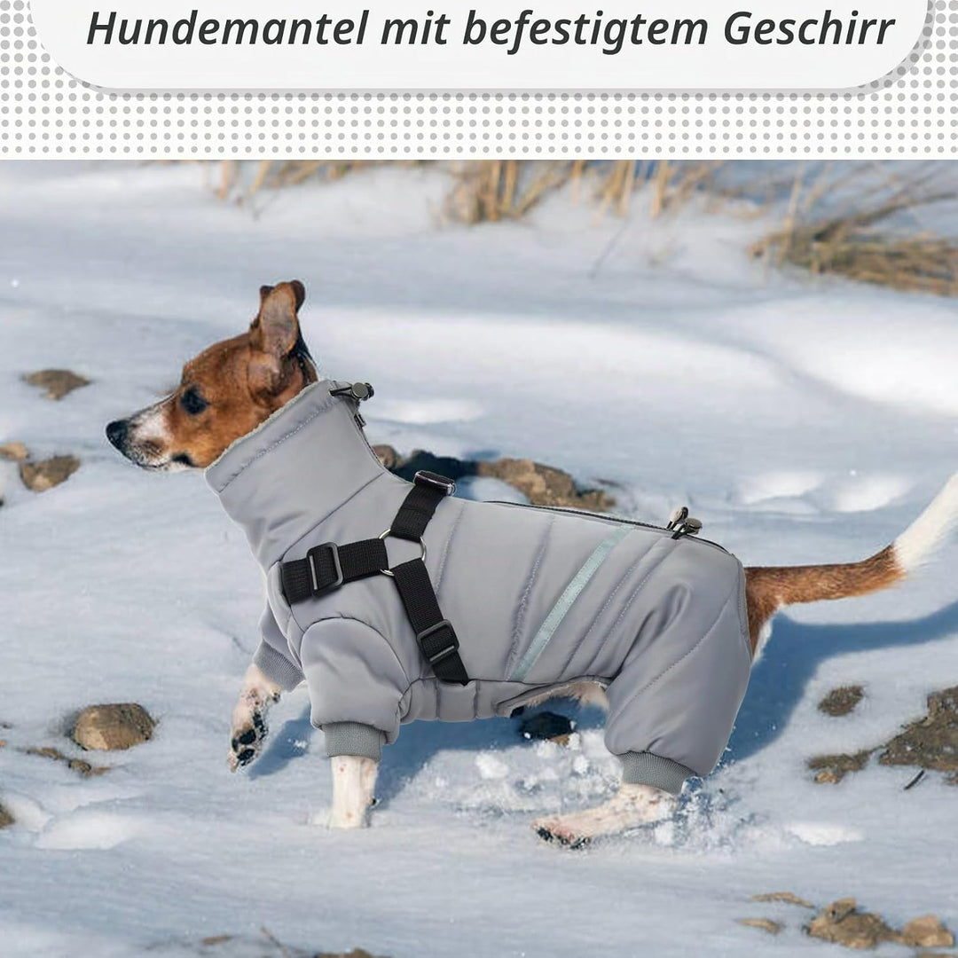 Hjyokuso Wasserdichter Hundemantel, Hundejacke mit Geschirr, Wintermantel Hund für kleine Mittel Gro