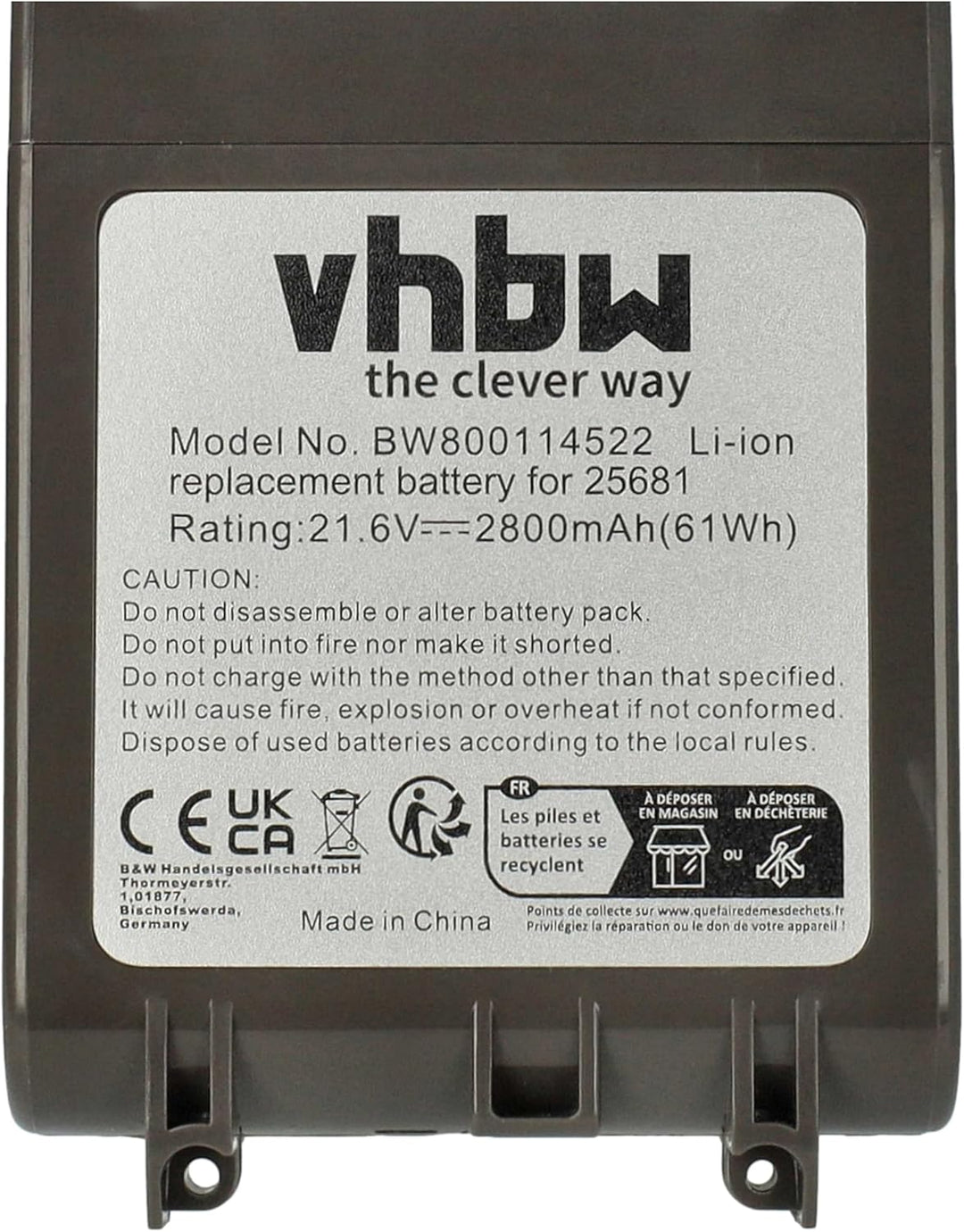 vhbw Akku kompatibel mit Dyson V8 Absolute, V8 Animal, SV10, V8, V8 Absolute Cord-Free Home Cleaner