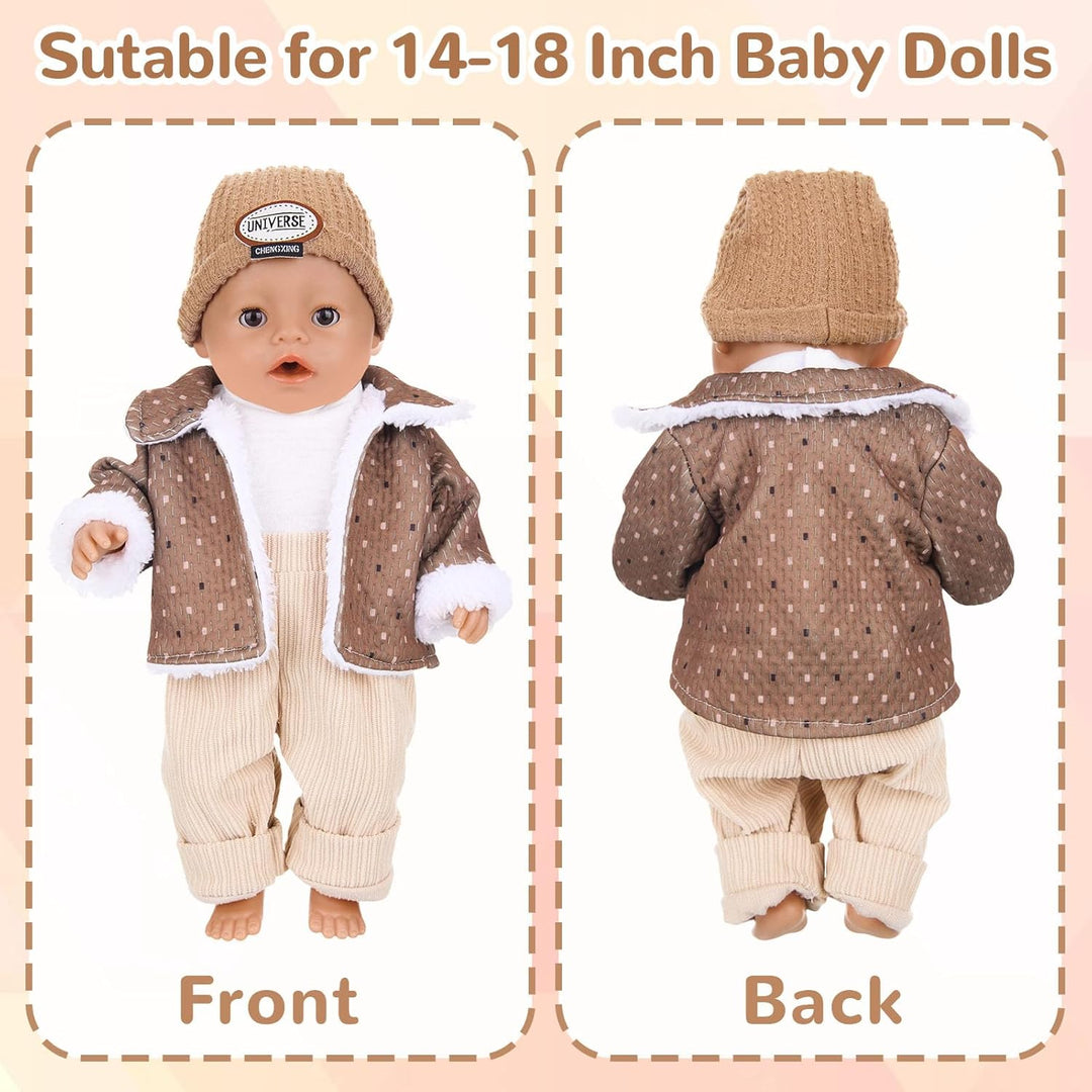 Baby Puppen Puppenkleidung 35-43 cm, Kleidung Outfits für Baby Puppen Grösse 43 cm mit 1 Plüsch Mant