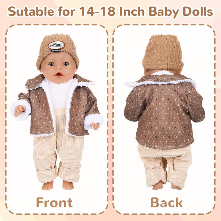 Baby Puppen Puppenkleidung 35-43 cm, Kleidung Outfits für Baby Puppen Grösse 43 cm mit 1 Plüsch Mant