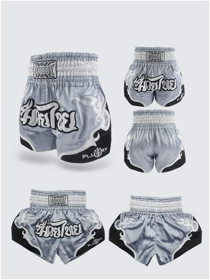 FLUORY Muay Thai Fight Shorts, MMA Shorts Bekleidung Training Käfig Kampf Grappling Martial Arts Kic
