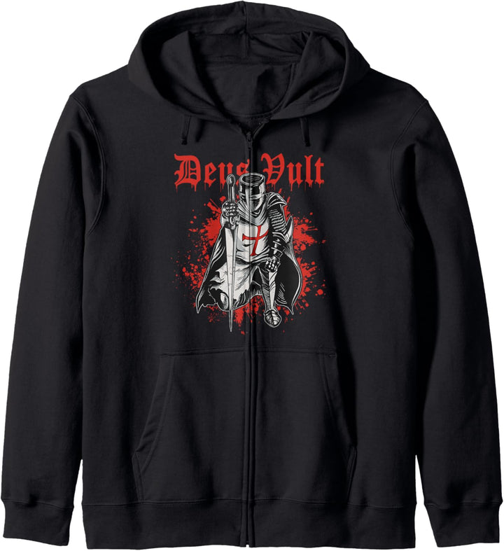 Deus Vult Kreuzritter Tempelritter Mittelalter Kapuzenjacke