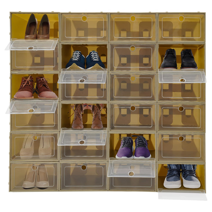 Schuhboxen, 24 Stück, stapelbar, mit transparentem Deckel, faltbar, Organizer, für Damen/Herren (grü