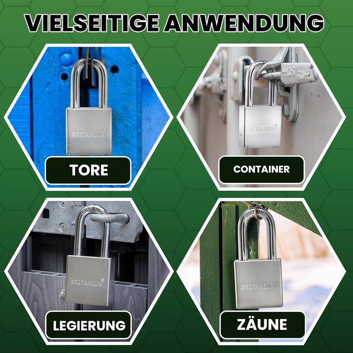 Britanium® SFE60 High Security Vorhängeschloss – Sicherheitsschloss aus verchromtem Stahl mit Boron-