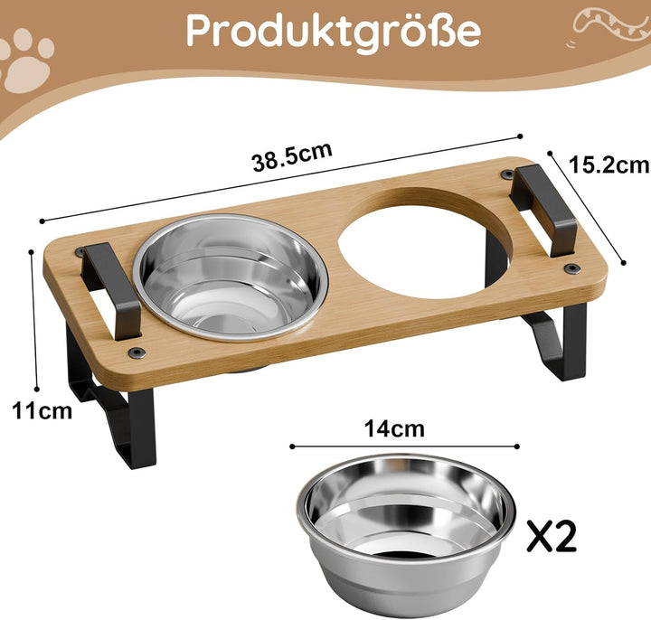 Futternapf Katze erhöht 2 Näpfe - Katzen Futterstation 2er Set Höhenverstellbar, Fressnapf Futterbar