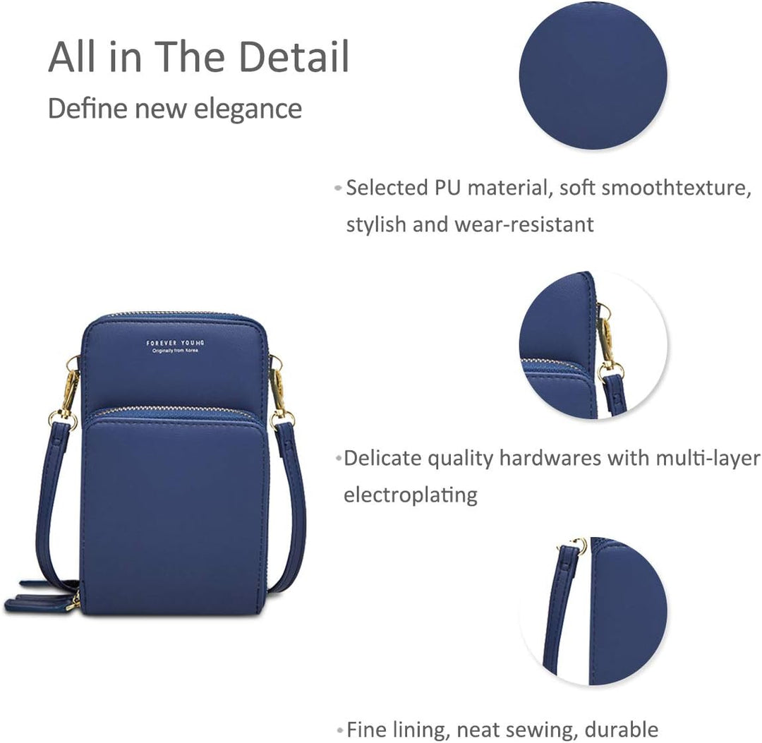 NICOLE&DORIS Damen Elegant Handytasche Kleine Umhängetasche Brieftasche Schultertasche PU Leder Mini