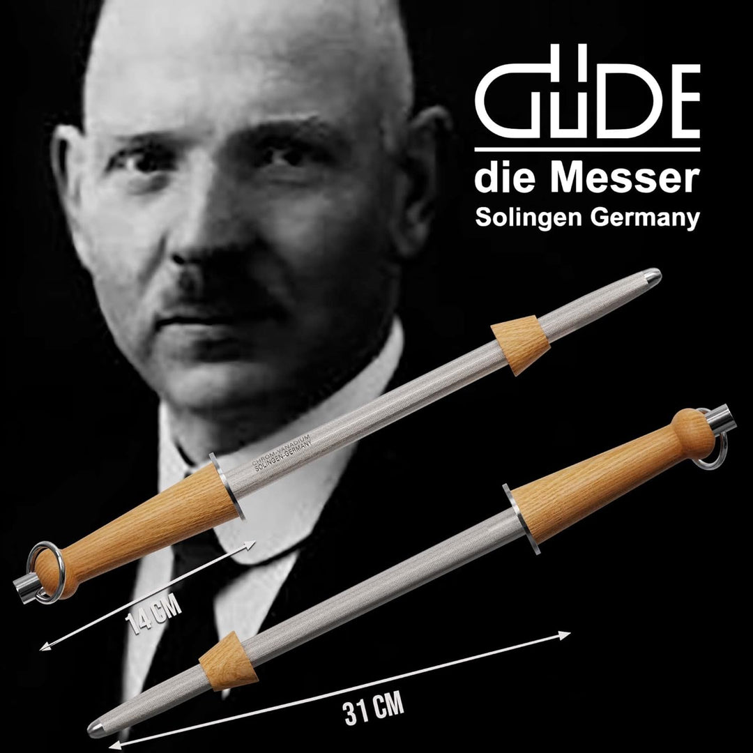 GÜDE Solingen Tradition - Wetzstahl geschmiedet, 32 cm, Esche, K.GÜDE, Handmade Germany, Braun, Wetz