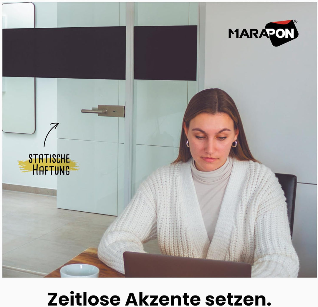 MARAPON Verdunkelungsfolie Schwarz 1,05x2 m Set inkl. Rakel Cutter 10 Klingen Statisch haftende Blac