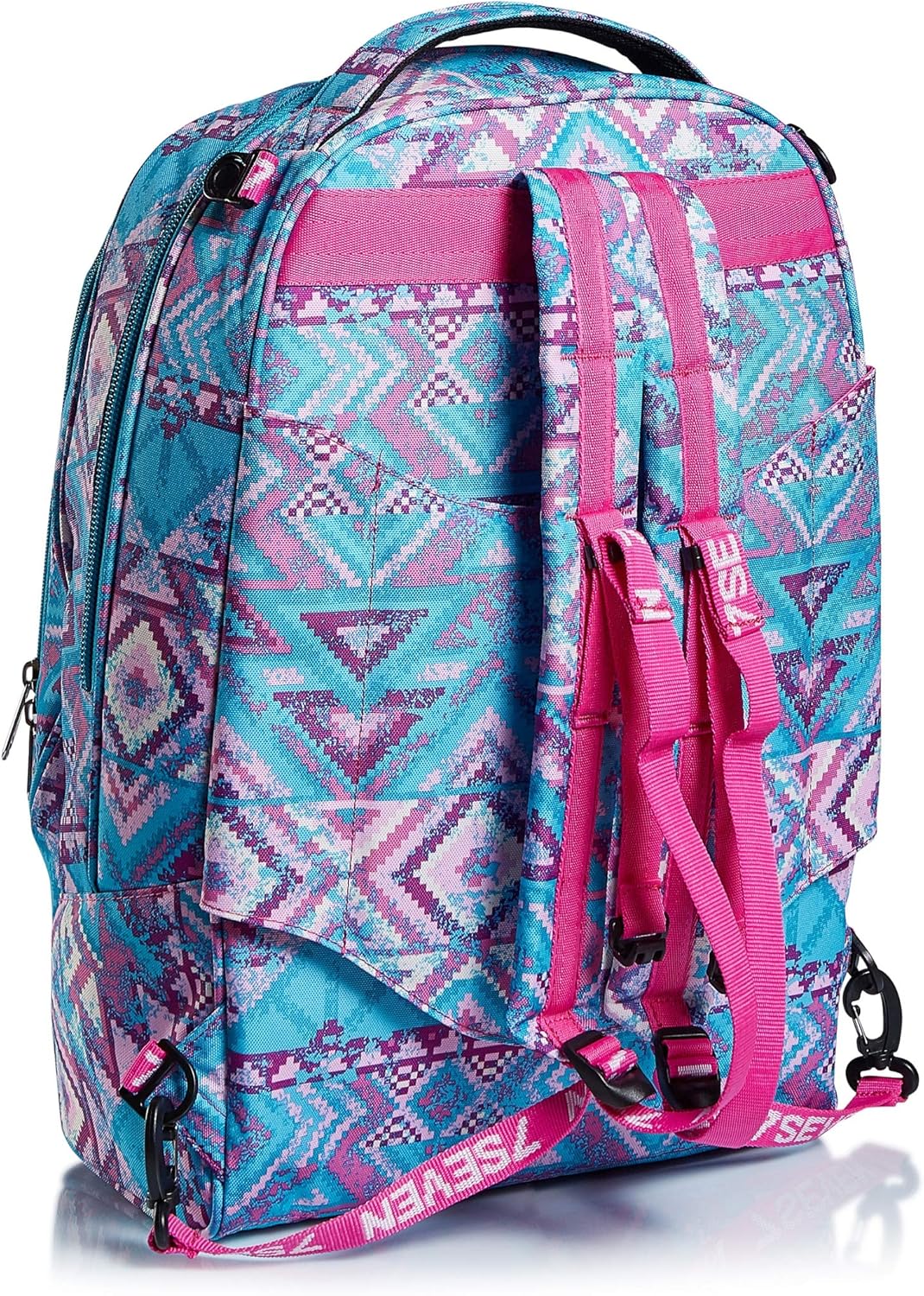 Seven Trolley, Rucksack mit Trolleyfunktion, Schulranzen mit Rollen, 3 in 1, Abnehmbarer Rucksack, a