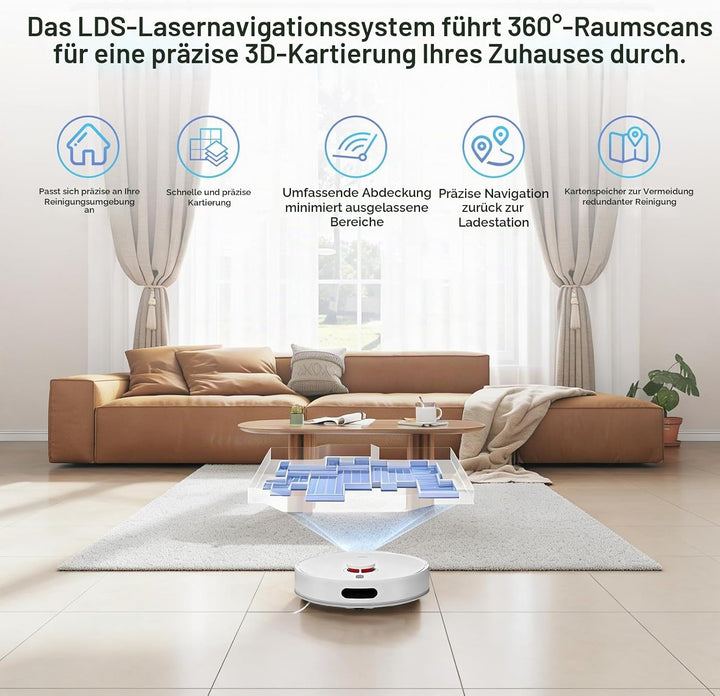 XIAOMI Saugroboter S40C, Staubsauger und Mopp 2-in-1, 5000 Pa Sauger mit LDS-Laser-Navigation, autom