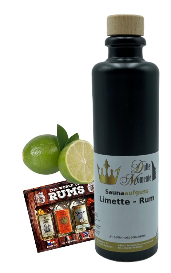 Dufte Momente | Saunaduft Konzentrat Limette-Rum 200ml in Steinzeugflasche mit Korkmündung | naturre