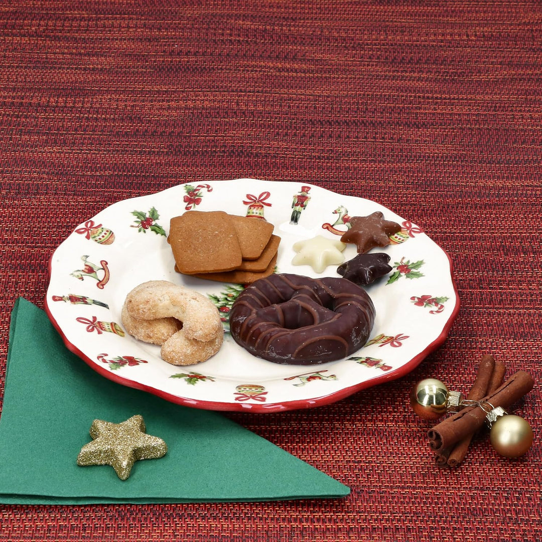 MamboCat Maestro Natale Kuchenteller I italienische Keramik-Frühstücksteller mit Weihnachtsdekor I S