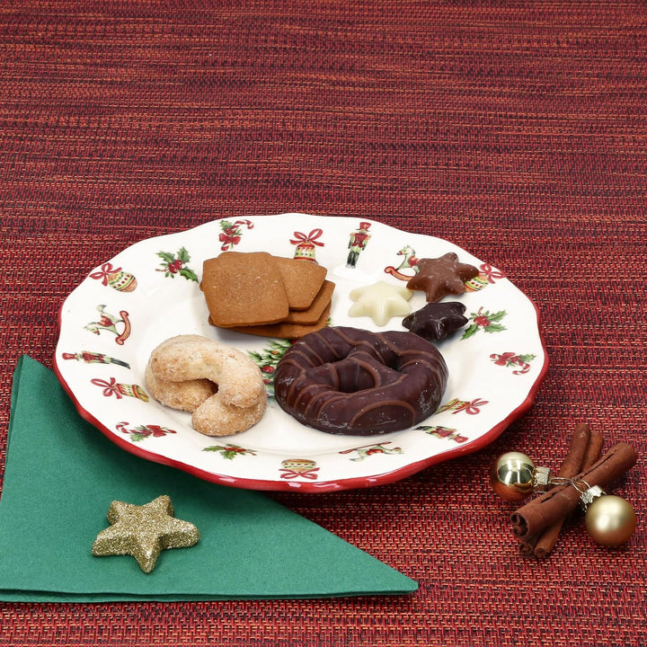 MamboCat Maestro Natale Kuchenteller I italienische Keramik-Frühstücksteller mit Weihnachtsdekor I S