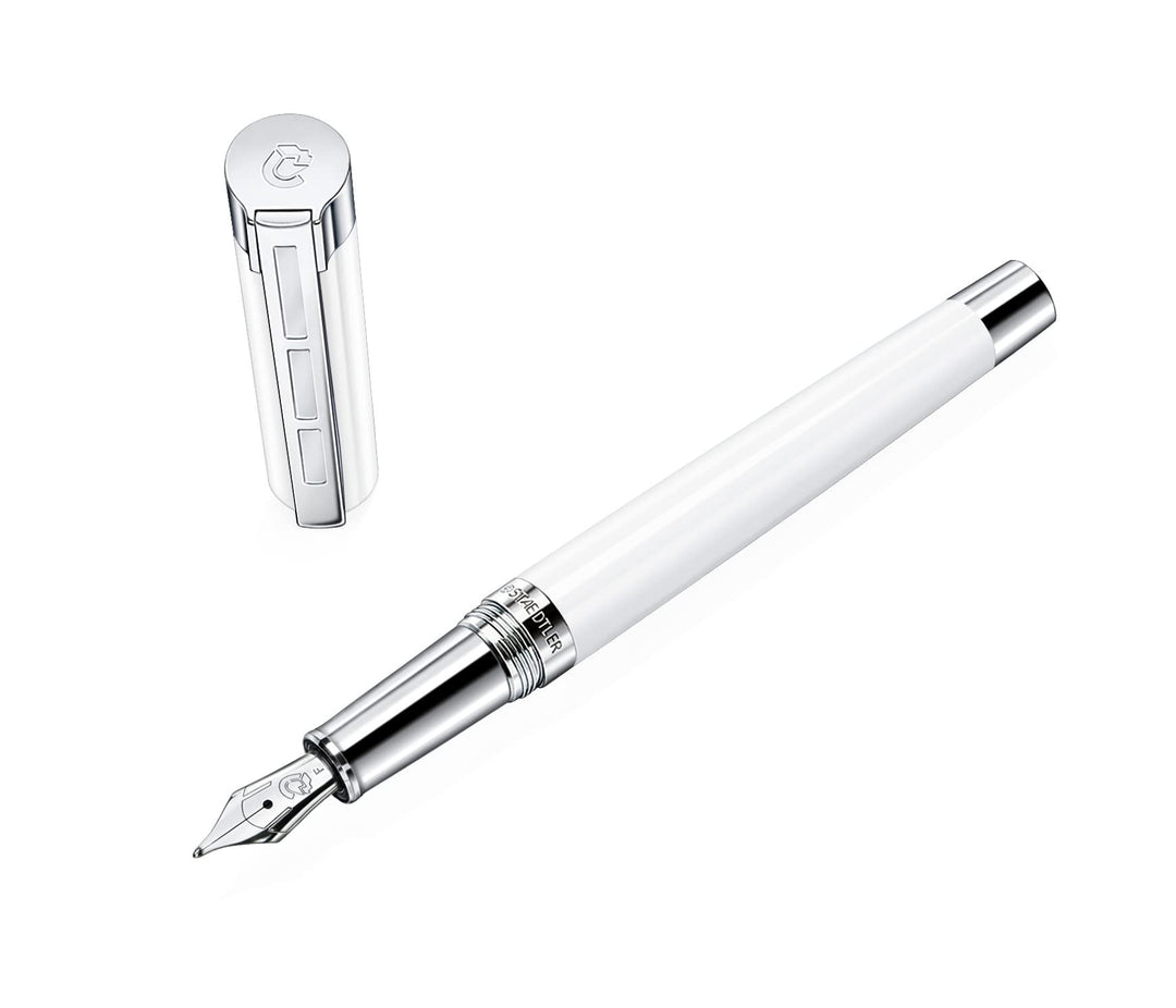STAEDTLER Initium Resina Füllhalter, weisses Edelharz, F, Made in Germany, mit edler Geschenkverpack