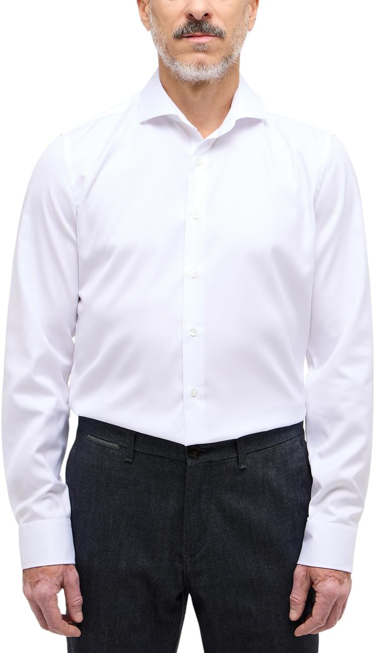 ETERNA Slim Fit Cover Hemd extra Langer Arm blickdichter Twill weiss 38, 38