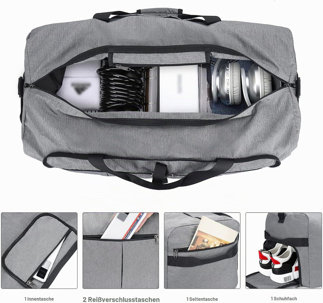Urtala Faltbare Reisetasche für Herren &amp; Damen, 100L Gross Weekender Übernachtungstasche mit Schuhfa
