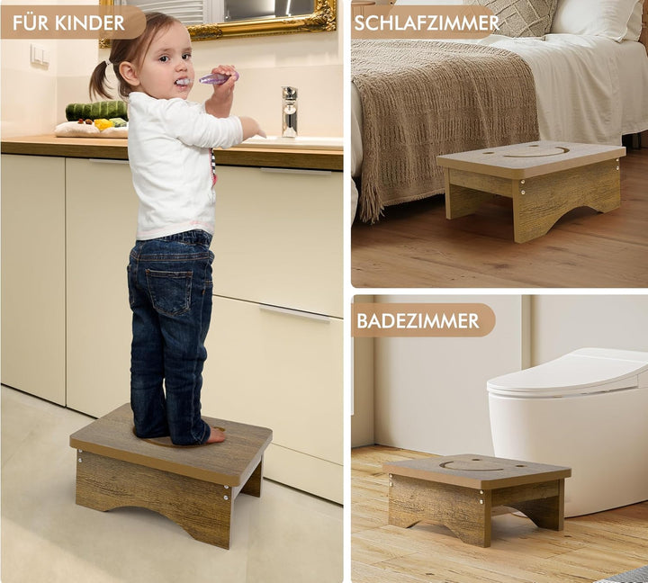 Tritthocker für Erwachsene, Senioren und Kinder mit rutschfestem Gummi, 40 x 32 x 14 cm, robuste HDP