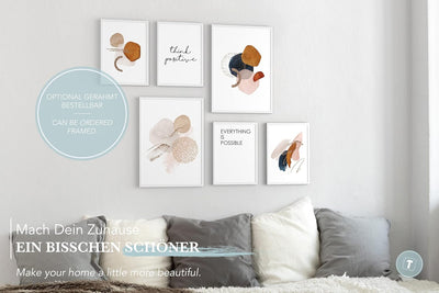 Papierschmiede® Mood Poster Set Bernstein Abstrakt, Bilder Wohnzimmer Deko Schlafzimmer, 2x DIN A2 u