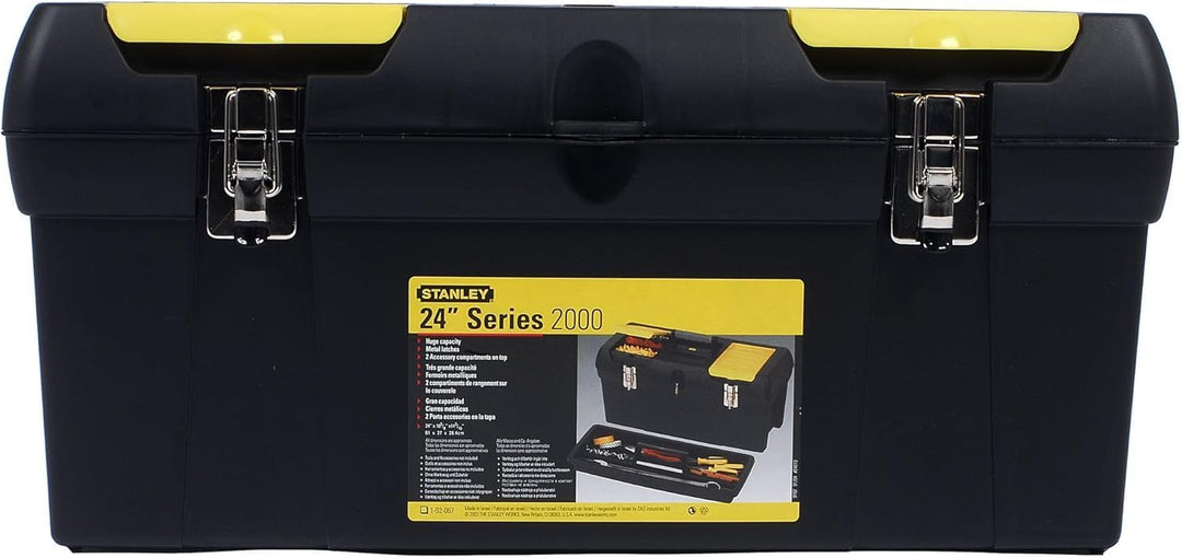 Stanley Werkzeugbox Millenium (24 Zoll, mit herausnehmbarer Ablage, 2 Organizern, Metallschliessen,