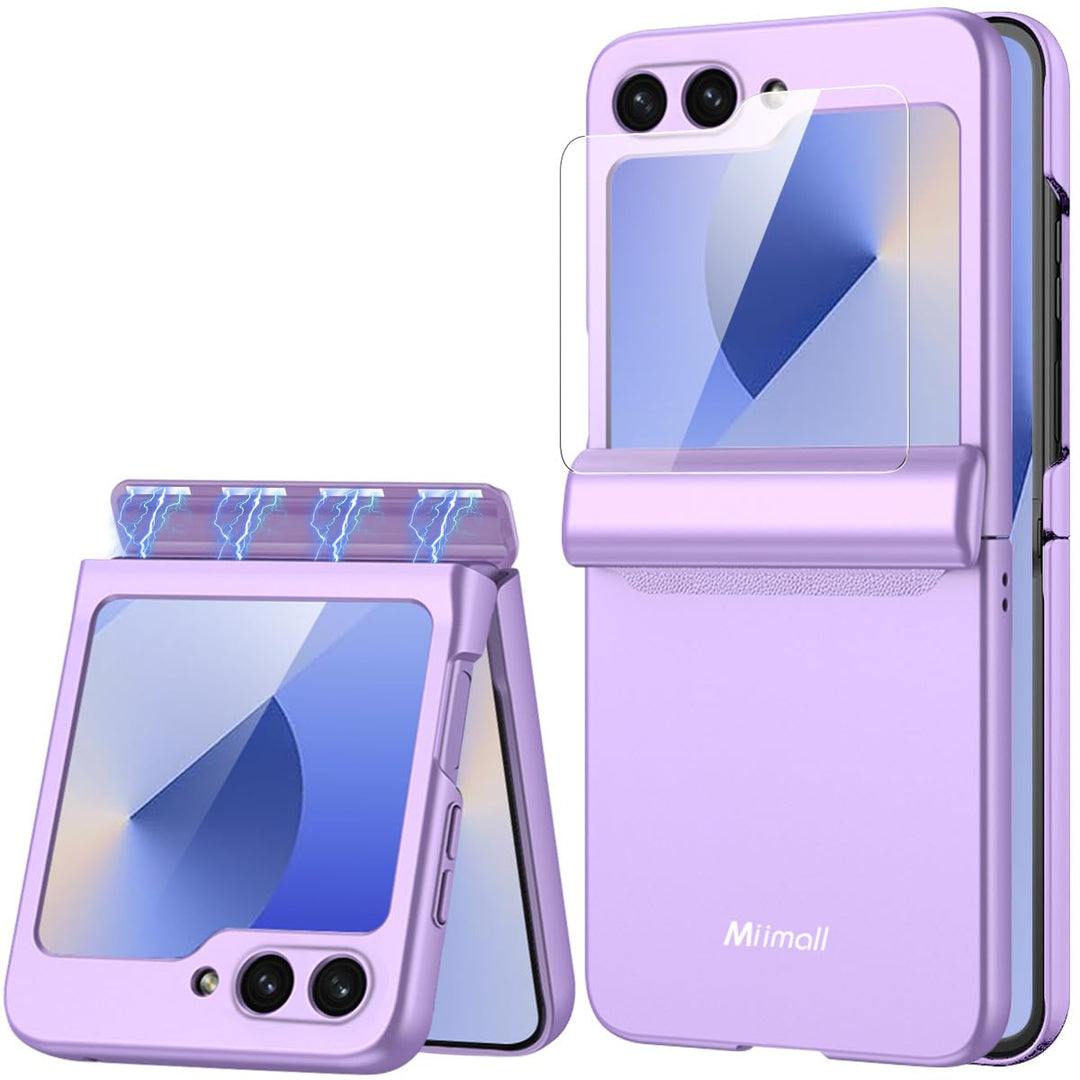 Miimall Kompatibel mit Samsung Galaxy Z Flip 6/Flip7 FE Hülle mit Scharnierschutz Magnetischer [Exte