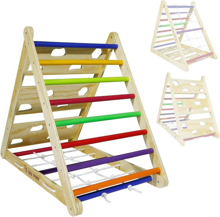 CCLIFE Kletterdreieck ab 1 Jahr Klettergerüst Indoor Montessori Pikler Dreieck mit Kletterseil, Holz