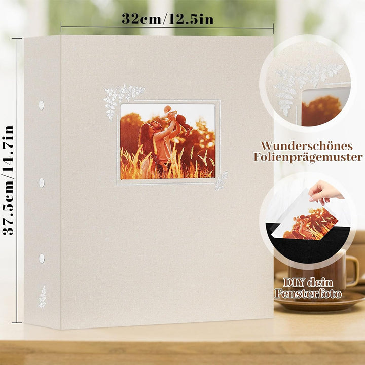 Lanpn Fotoalbum 11,5x15 11x15 1000 Taschen, Extra Grosses Leinen Einstecken Einsteckalbum für Vertik