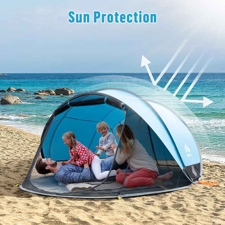 NIght Cat Pop Up Strand Zelt: 3 4 Personen Camping Strandmuschel mit Moskitonetz uv Schutz 50+ Sonne