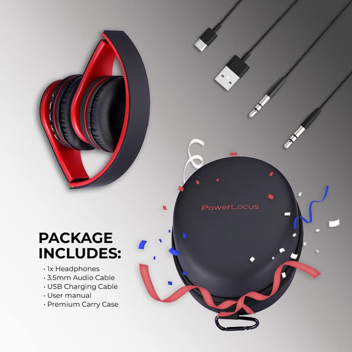 PowerLocus Bluetooth Kopfhörer Over Ear, Kabellose Kopfhörer, HiFi Stereo, Faltbare Kopfhörer mit Mi