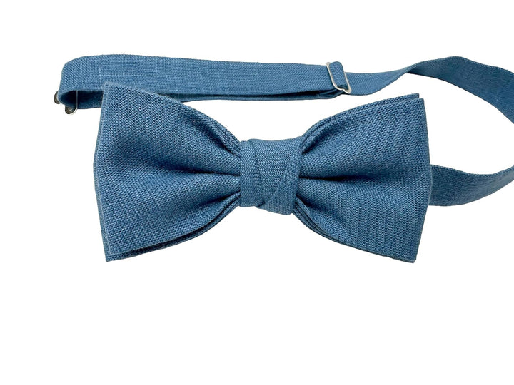 Leinen Accessoires SET: Fliege und Hosenträger Hosenträger mit Leder für Herren. Fliege Bereits gebu