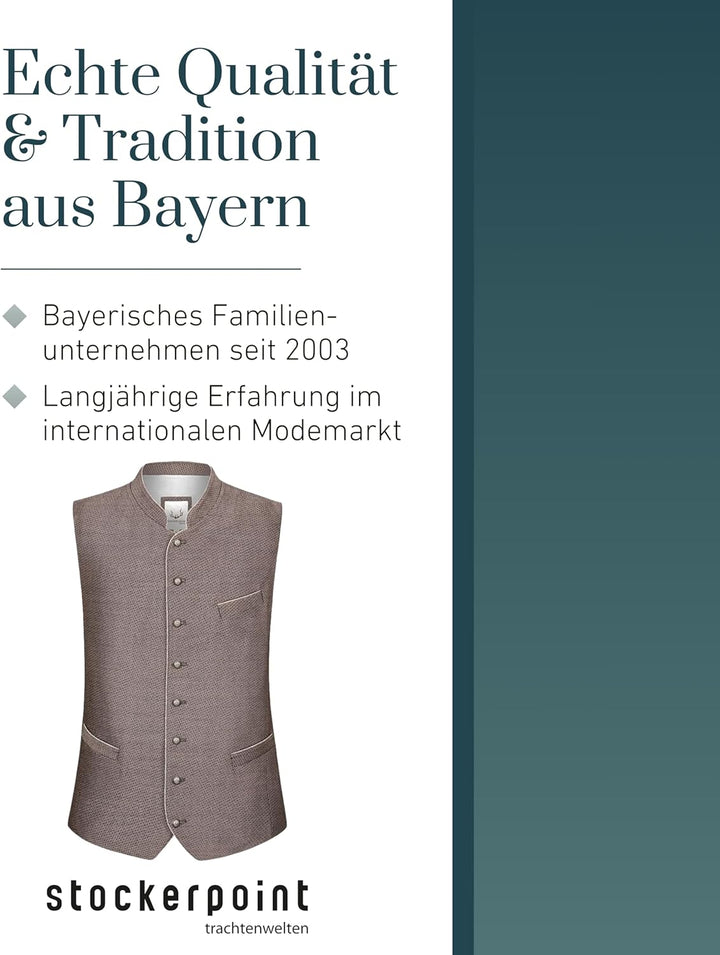 Stockerpoint Herren Loris Trachtenweste 46 braun, 46 braun