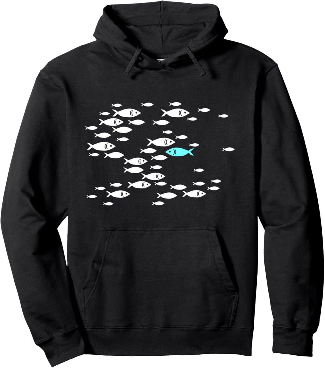 Gegen den Strom schwimmen Fische im Meer Pullover Hoodie